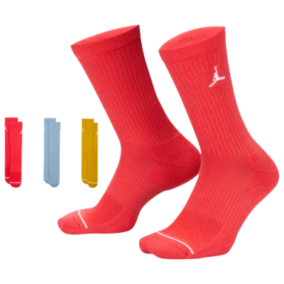 Jordan Mens  Every Day Cushioned Crew 3 Pack Socks In Yellow/white/blue