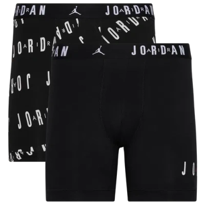 Jordan Men's 2-pack Cotton Flight Essentials Logo Print Boxer Briefs In Black/white