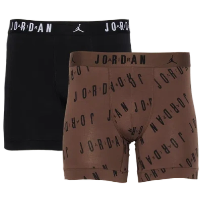 Jordan Mens  Flight Cotton Essential 2 Pack Boxer Briefs In Black