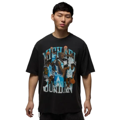 Jordan Mens  Flight Essential Oversize Graphic Crew In Black/dark Pewter/carolina