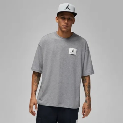 Jordan Mens  Flight Essential Short Sleeve Crew In Grey/white