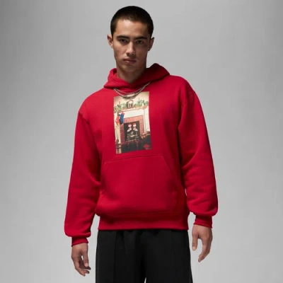 Jordan Mens  Jumpman Chimney Fleece Pullover In Black/gym Red