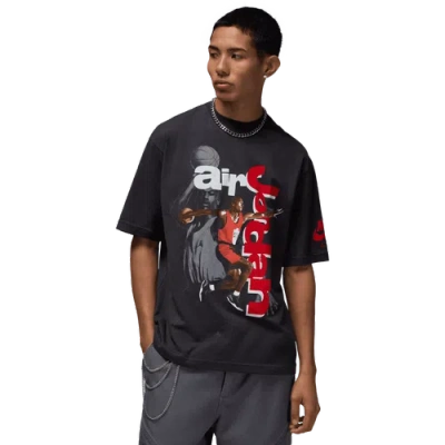 Jordan Mens  Statement 1985 Short Sleeve Crew T-shirt In Off Noir/red