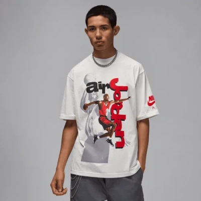 Jordan Mens  Statement 1985 Short Sleeve Crew T-shirt In Summit White/red