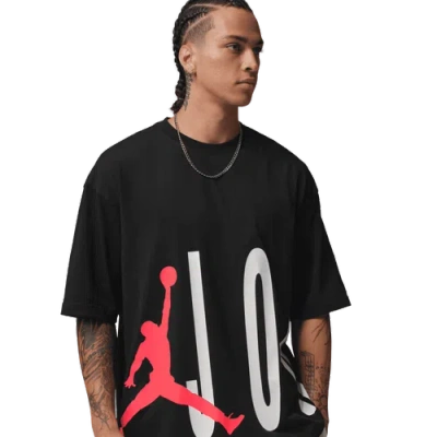 Jordan Mens  Torso Stretch Oversized Short Sleeve Crew In Black