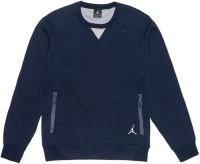 Pre-owned Jordan Mens Long Sleeve Polar Crew Sweatshirt,dark Blue,large