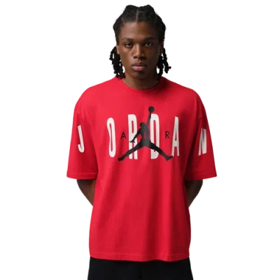 Jordan Mens Stretch Oversized Short Sleeve Crew In Red