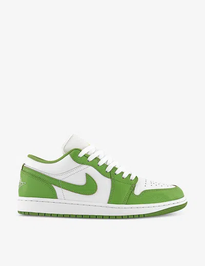 Jordan Mens White Chlorophyll Air 1 Low Se Panelled Leather Low-top Trainers In Green