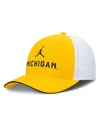 Jordan Men's Maize/white Michigan Wolverines Rise Adjustable Trucker Hat In Maize,white