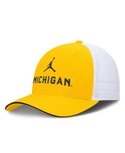 Jordan Men's Maize/white Michigan Wolverines Rise Adjustable Trucker Hat In Maize,white
