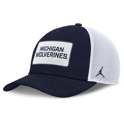 Jordan Michigan On-field Rise Nike Men's  Brand College Trucker Adjustable Hat In Blue