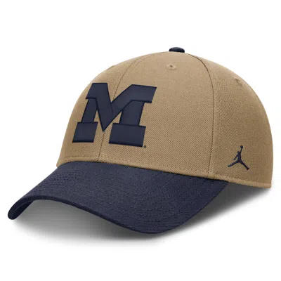 Jordan Michigan Primetime Rise  Brand Dri-fit College Trucker Adjustable Hat In Brown
