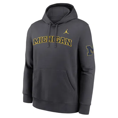 Jordan Michigan Sideline Club Nike Men's  Brand Pullover Hoodie In Black