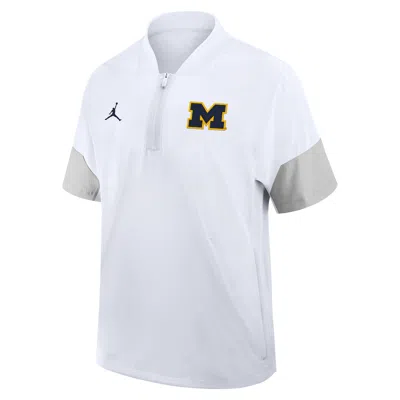 Jordan Michigan Sideline Coach Nike Men's  Brand 1/2-zip Short-sleeve Hooded Jacket