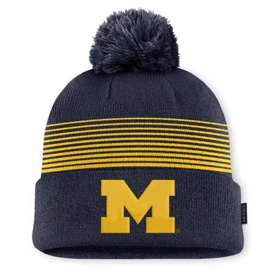 Jordan Michigan Sideline Peak  Brand College Cuffed Pom Beanie In Blue
