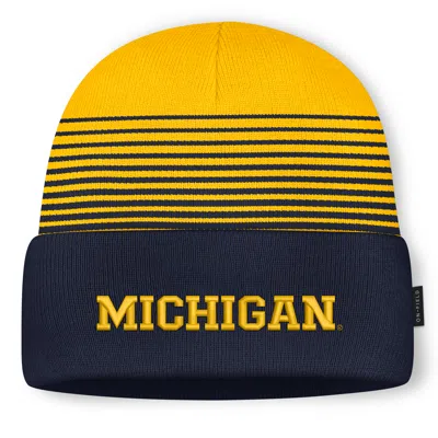 Jordan Michigan Sideline Utility  Brand College Cuffed Beanie In Blue