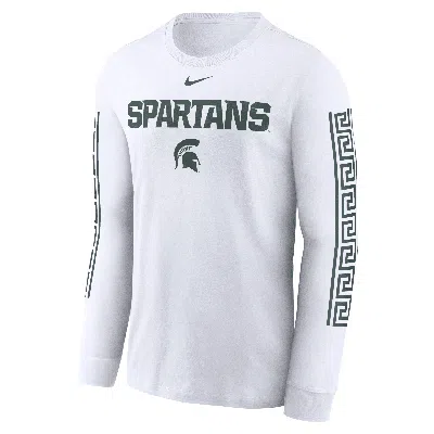 Jordan Michigan State Spartans Local Spirit Slogan  Men's College Long-sleeve T-shirt In White