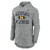 Jordan Michigan Wolverines Blitz Nike Men's Dri-fit College Long-sleeve Hooded T-shirt In Grey