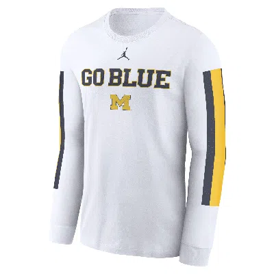 Jordan Men's Michigan Wolverines Local Spirit Slogan  College Long-sleeve T-shirt In White