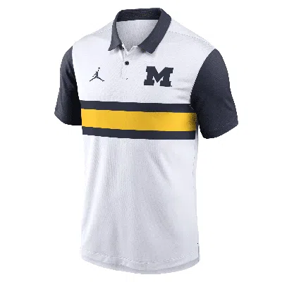 Jordan Men's White Michigan Wolverines Primetime Campus Vapor Performance Polo In White,navy
