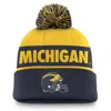 Jordan Michigan Wolverines Primetime Peak Nike Unisex College Cuffed Pom Beanie In Blue