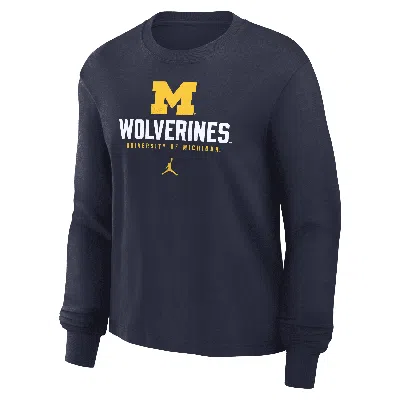 Jordan Michigan Wolverines Primetime University Boxy Nike Women's College Long-sleeve T-shirt In Blue