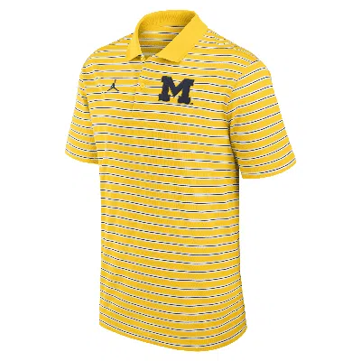 Jordan Michigan Wolverines Primetime Victory Striped Nike Men's Dri-fit College Polo In Yellow