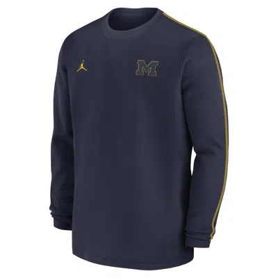 Jordan Men's Michigan Wolverines Sideline Coach  College Long-sleeve Top In Blue