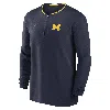 Jordan Men's Michigan Wolverines Sideline Coach  Dri-fit College 1/2-zip Long-sleeve Top In Blue