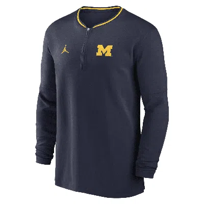 Jordan Men's Michigan Wolverines Sideline Coach  Dri-fit College 1/2-zip Long-sleeve Top In Blue
