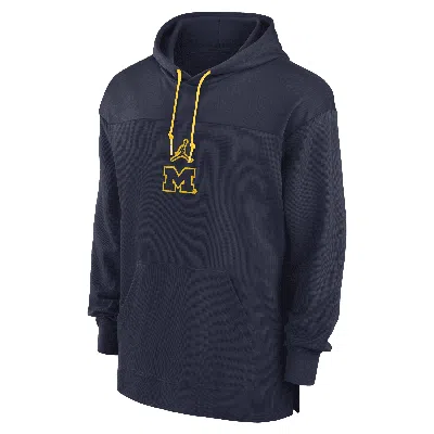 Jordan Men's Michigan Wolverines Sideline Jersey  Dri-fit College Pullover Hoodie In Blue