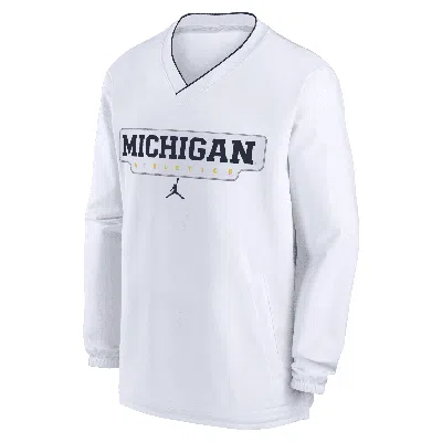 Jordan Michigan Wolverines Sideline Nike Men's College Long-sleeve Windshirt In White