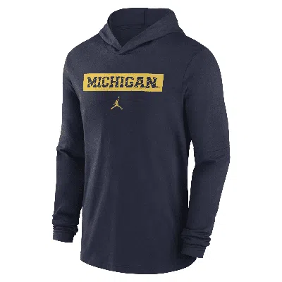Jordan Men's Navy Michigan Wolverines Sideline Hoodie Performance Long Sleeve T-shirt
