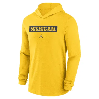 Jordan Men's Maize Michigan Wolverines Sideline Hoodie Performance Long Sleeve T-shirt