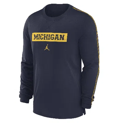 Jordan Men's Michigan Wolverines Sideline Player  Dri-fit College T-shirt In Blue