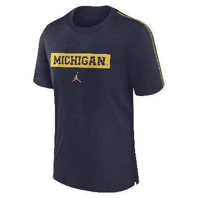 Jordan Men's Navy Michigan Wolverines 2024/25 Sideline Player Performance Tri-blend T-shirt In Navy,maize