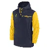 Jordan Men's Michigan Wolverines Sideline Pre-game Player  College 1/2-zip Hooded Jacket In Blue