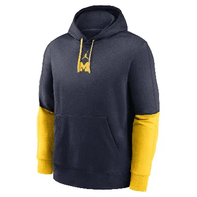 Jordan Michigan Wolverines Sideline Team Issue Club Nike Men's College Pullover Hoodie In Blue