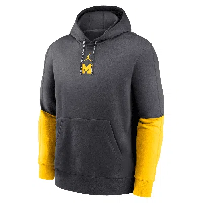 Jordan Michigan Wolverines Sideline Team Issue Club Nike Men's College Pullover Hoodie In Grey