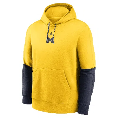 Jordan Michigan Wolverines Sideline Team Issue Club Nike Men's College Pullover Hoodie In Yellow
