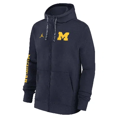 Jordan Men's Michigan Wolverines Sideline Team Issue  College Full-zip Hoodie In Navy