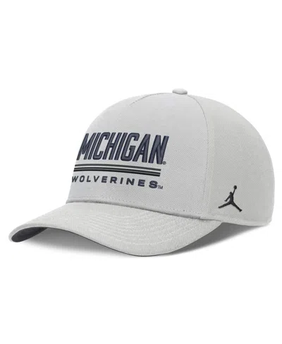 Jordan Michigan Wolverines Structured Adjustable Sideline Practice Rise Baseball Cap In Gray