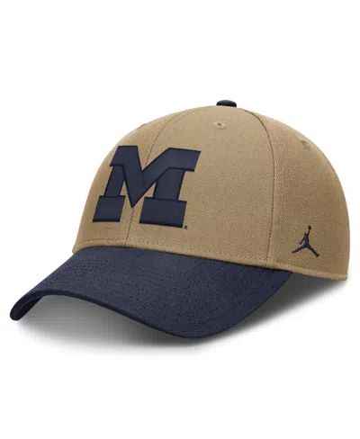 Jordan Michigan Wolverines Structured Six-panel Primetime Rise Baseball Cap In Brown