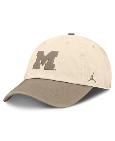 Jordan Michigan Wolverines Two-tone Low-crown Primetime 2-tone Club Adjustable Hat In Neutral