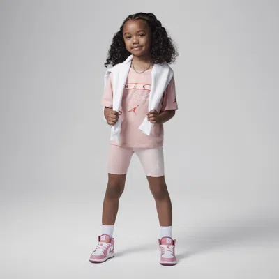 Jordan Mini Me Little Kids' Bike Shorts Set In Pink