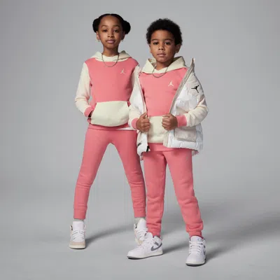Jordan Mj Brooklyn Fleece Little Kids' 2-piece Pullover Hoodie Set In Pink