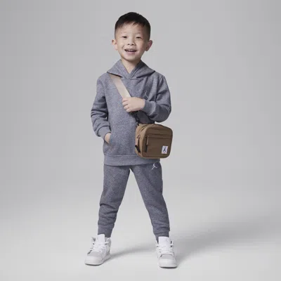 Jordan Mj Brooklyn Fleece Toddler 2-piece Pullover Hoodie Set In Grey