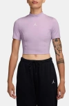 Jordan Mock Neck Crop Top In Purple