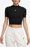 Jordan Mock Neck Crop Top In Black