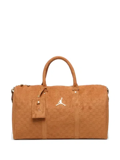 Jordan Monogram Suede Duffle Bag In Brown
